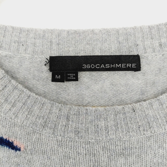 360 Cashmere Gray and Blue Palm Tree Sweater - Picture 5 of 11